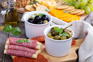 Variety of appetizers on dinner table