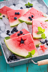 Fresh watermelon with blueberries © fahrwasser