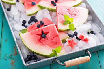 Fresh watermelon with blueberries © fahrwasser