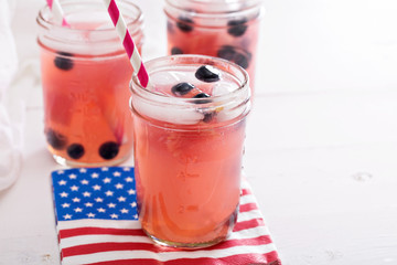 Watermelon lemonade with blueberries