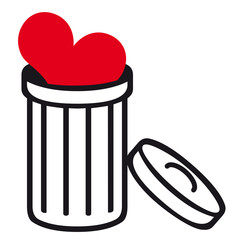 Heart thrown away, trash