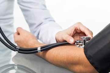 Obraz na płótnie Canvas Doctor, Blood Pressure Gauge, Healthcare And Medicine.