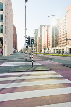 Netherlands, Rotterdam, Kop van Zuid, intersection with traffic lights
