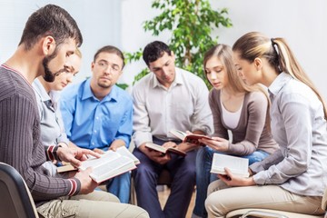 Fototapeta premium Group, book, studying.