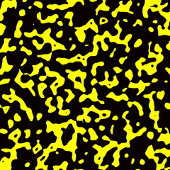 Blotty yellow illustration design on black background.