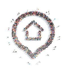 people in the shape of a map pointer.