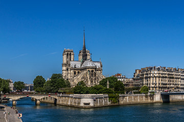 Notre Dam and the Seine River. Paris, France.