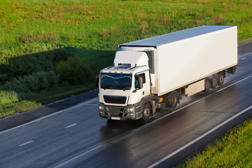 truck moves on highway