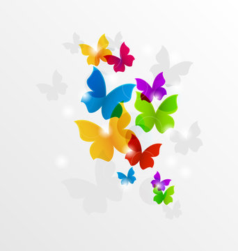 Abstract rainbow butterflies, colorful background