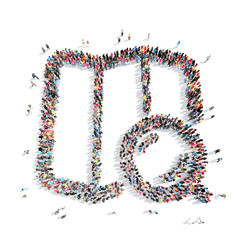 people in the shape of a map pointer.