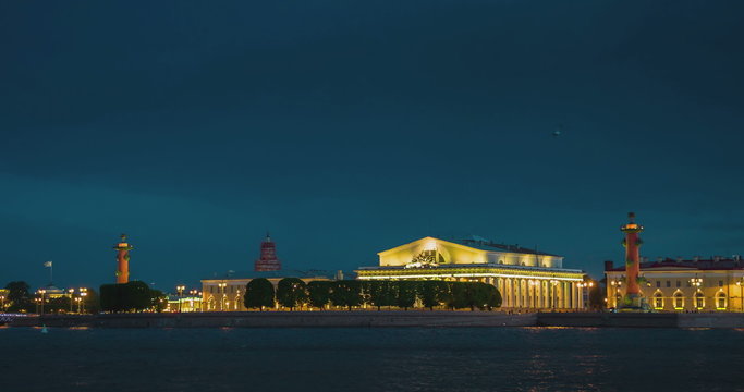 Rostral Columns on the Spit of Vasilievsky Island outside The Old Saint Petersburg Stock Exchange, St Petersburg, Russia
