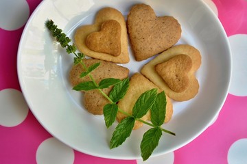 Homemade romantic heart-shaped cookies