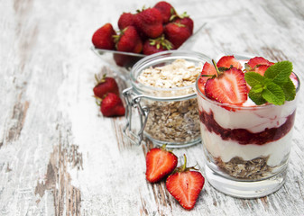 strawberry yogurt with muesli