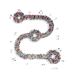 people in the shape of a map pointer.