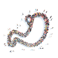 people in the shape of  human stomach.