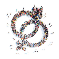 people in the shape of male and female characters.