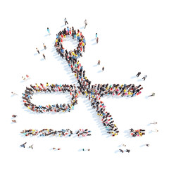 people in the shape of scissors.