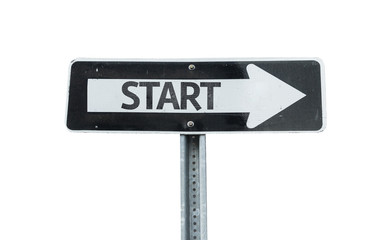 Start direction sign isolated on white 