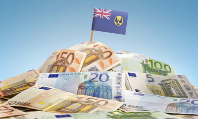 Flag of South Australia sticking in a pile of various european b