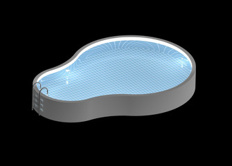 Night view of isolated swimming pool with light