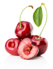 Fototapeta na wymiar juicy cherries isolated on the white background