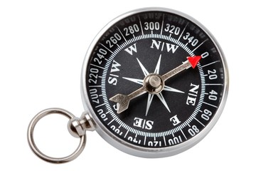 Closeup compass on white background