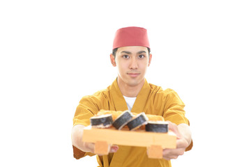 笑顔の寿司職人