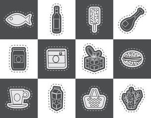Shop, food and drink icons 1 - vector icon set