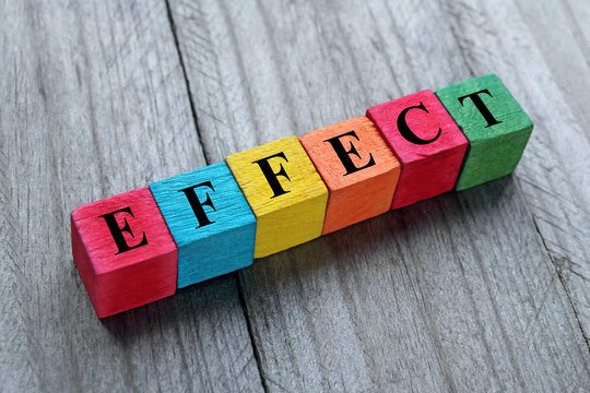 word effect on colorful wooden cubes