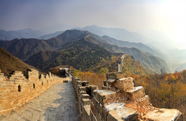 Fototapeta na wymiar China Great Wall Down Distant