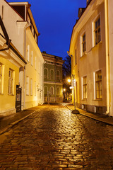Tallinn street in night, Estonia