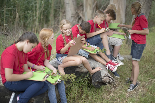 South Africa, Kids on field trip exploring nature