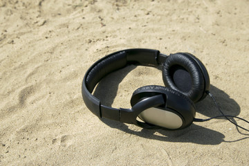 headphones   on outdoor background