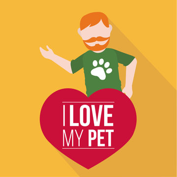 I love my pet illustration over yellow color background
