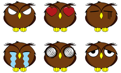 owl cartoon kawaii expressions pack in vector format
