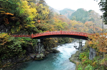 Fototapeta premium 世界遺産 日光二荒山神社 神橋と紅葉