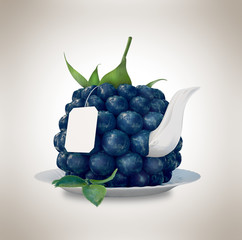 Blueberries tea cup