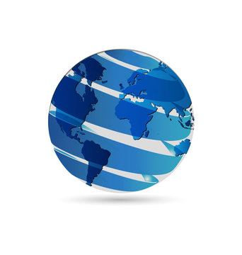 Blue world globe map logo