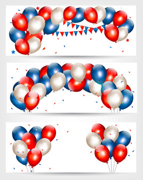 Three Independence Day banners. Vector.