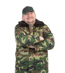 Worker military camouflage winter jacket.