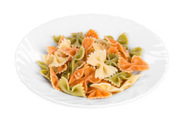 Pasta penne rigate on a plate.