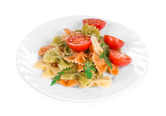 Pasta penne rigate with tomato.
