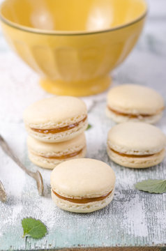 French macarons with caramel filling