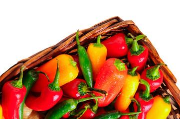 Assorted peppers in basket