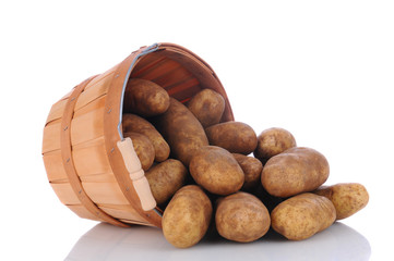 Russet Potatoes spill from Basket
