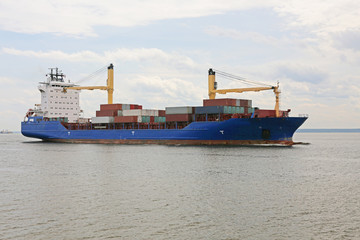 container ship out to the open sea