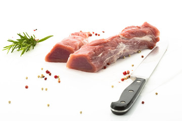 Schweinelende, Gewürze, Messer
