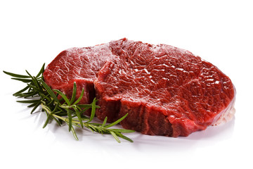Fresh raw beef on white background 
