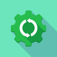 Long shadow gear icon with a  recycle sign