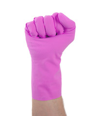 Rubber glove, making fist
